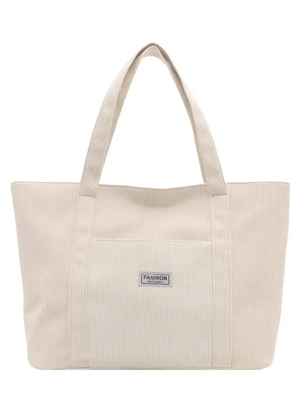 Large Capacity Corduroy Tote Bag Beige 2024 - Image 10