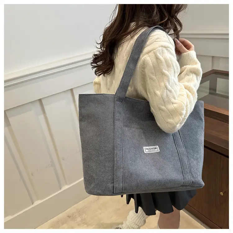 Large Capacity Corduroy Tote Bag Beige 2024 — feature 15
