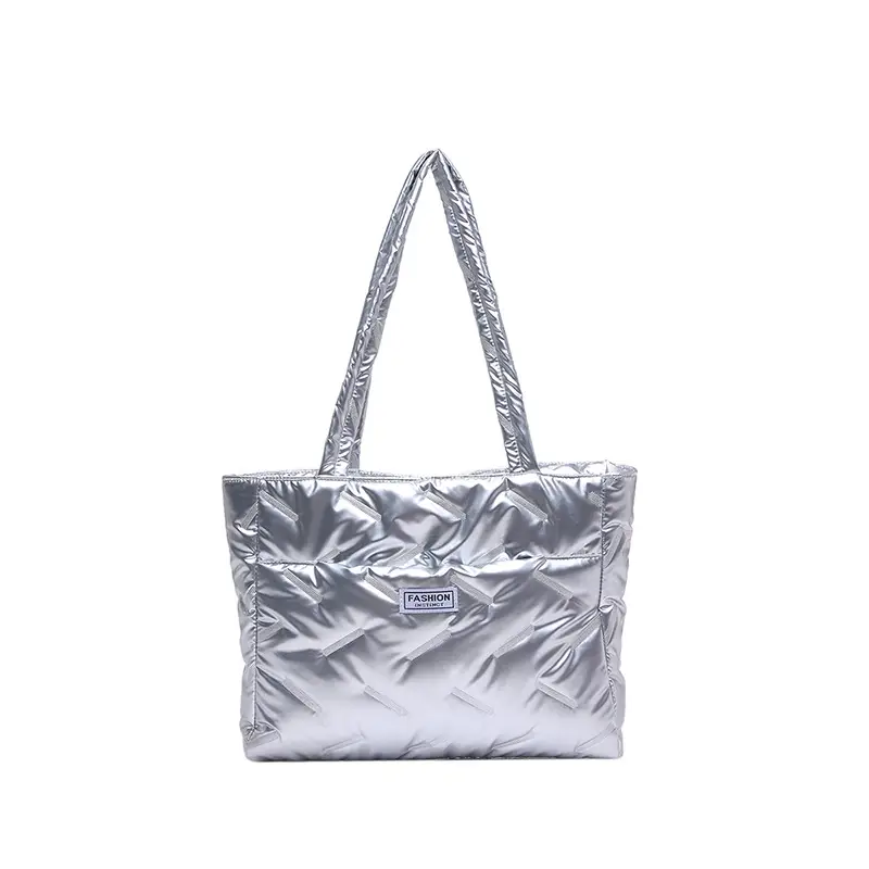Black Padded Shoulder Bag Women Large Capacity Winter Commute - Image 2