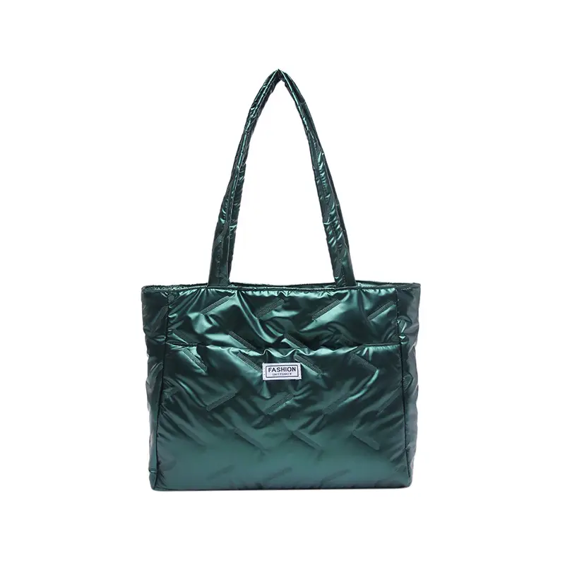 Black Padded Shoulder Bag Women Large Capacity Winter Commute - Image 3