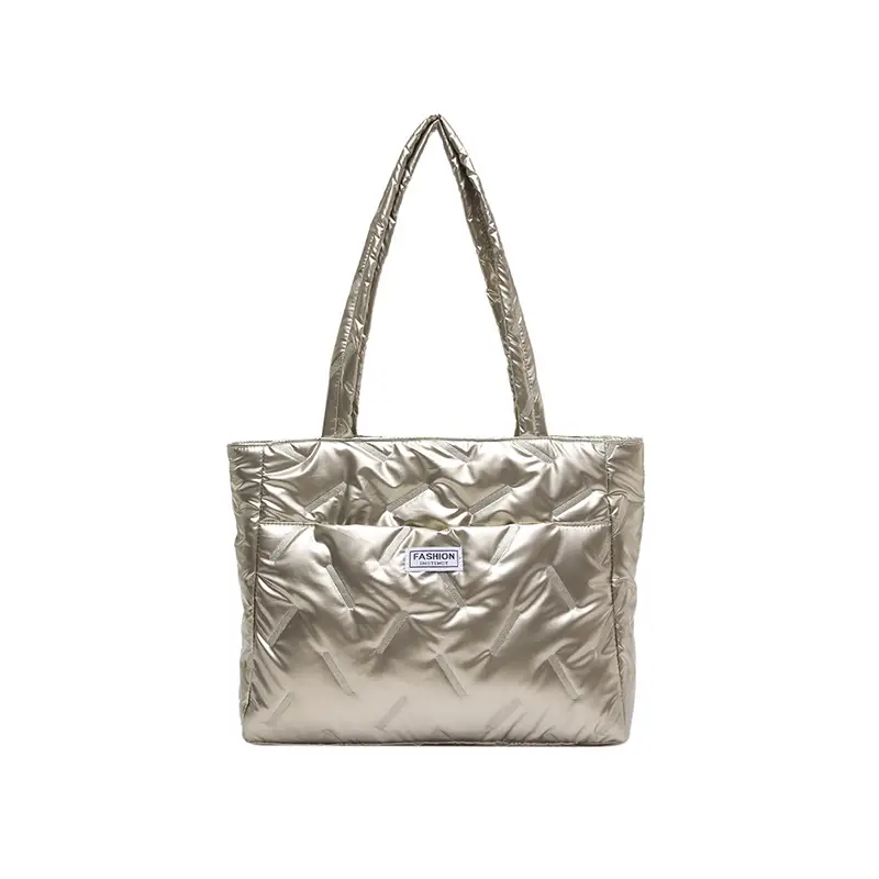 Black Padded Shoulder Bag Women Large Capacity Winter Commute - Image 4