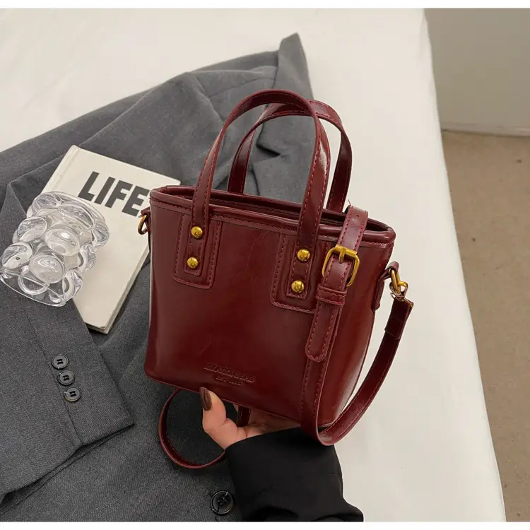 Women's Brown Leather Shoulder Bag with Chain Charm — feature 22