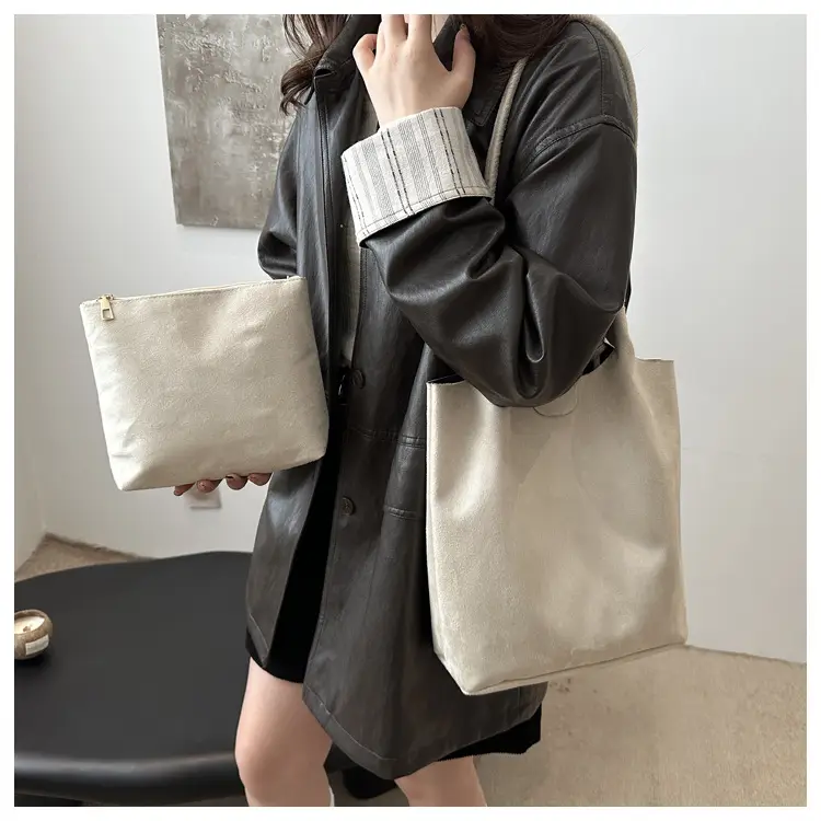 Women's Brown Bucket Bag & Zipper Pouch Set — feature 10