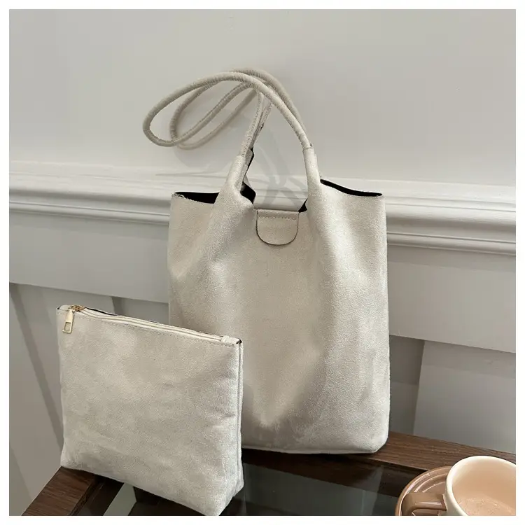Women's Brown Bucket Bag & Zipper Pouch Set — feature 22