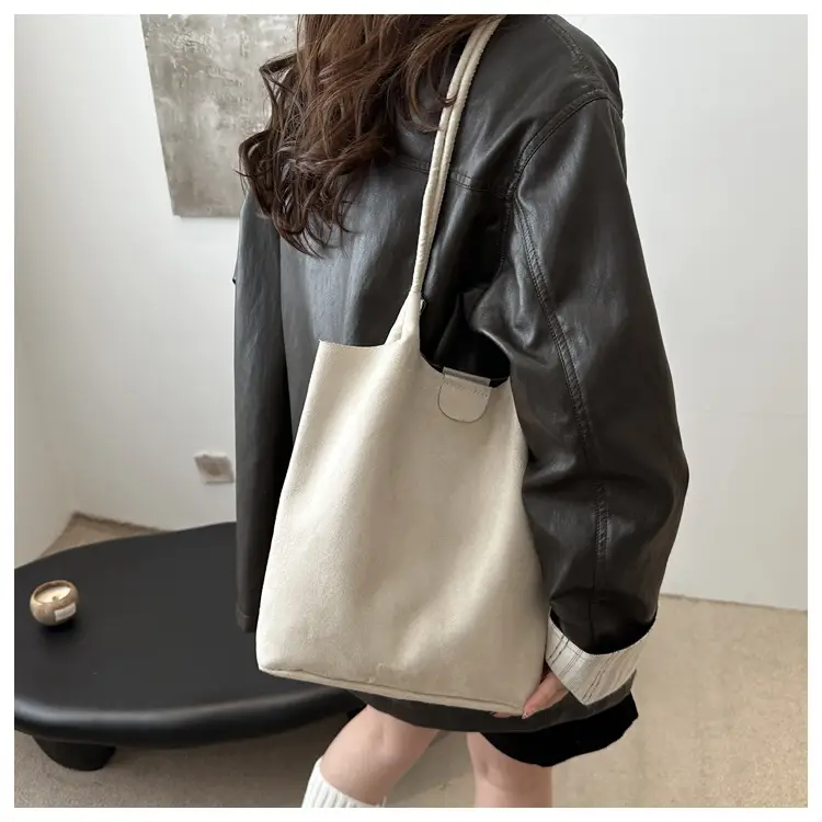 Women's Brown Bucket Bag & Zipper Pouch Set — feature 7