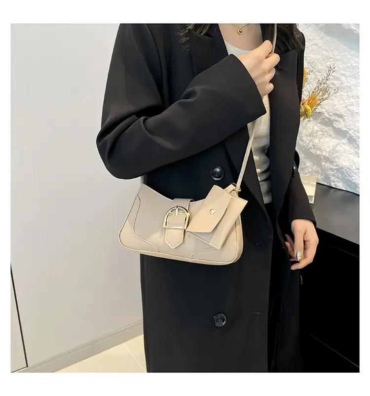 Crescent Underarm Bag 2024 Winter New Women's Beige — feature 13