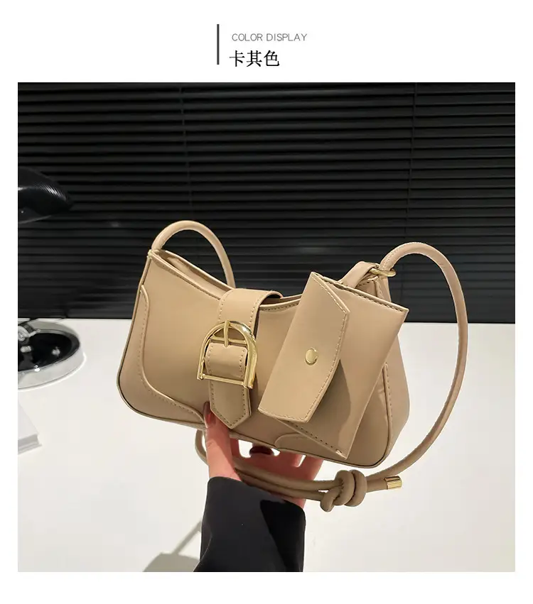 Crescent Underarm Bag 2024 Winter New Women's Beige — feature 24