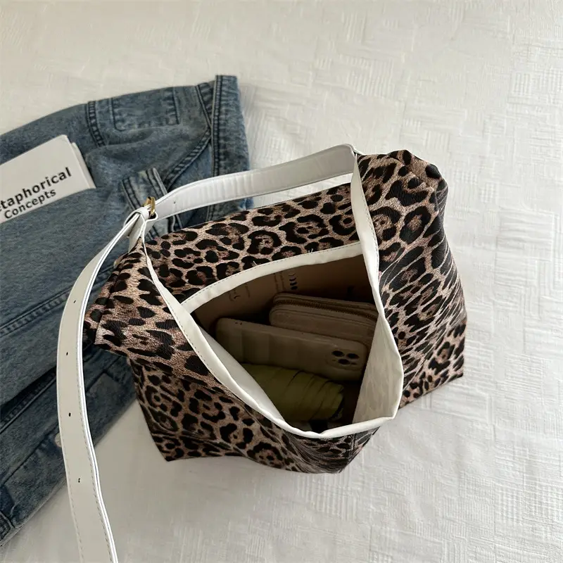 Leopard Print Women's Shoulder Tote Bag 2024 Winter - Image 6