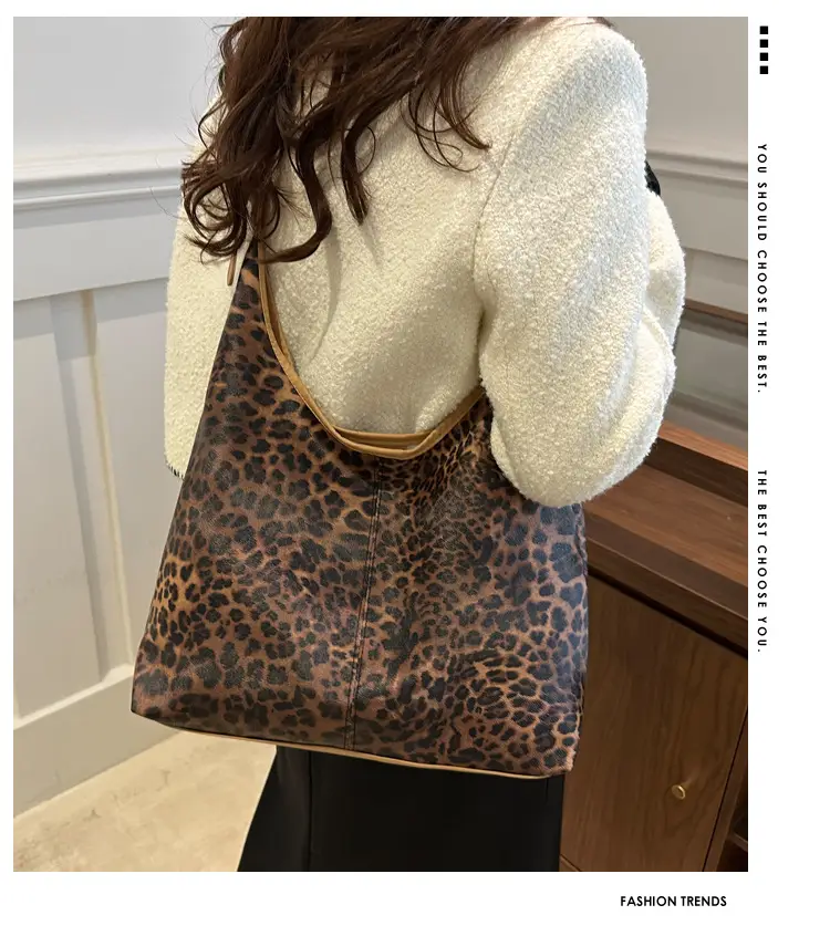 Leopard Print Women's Shoulder Tote Bag 2024 Winter — feature 2