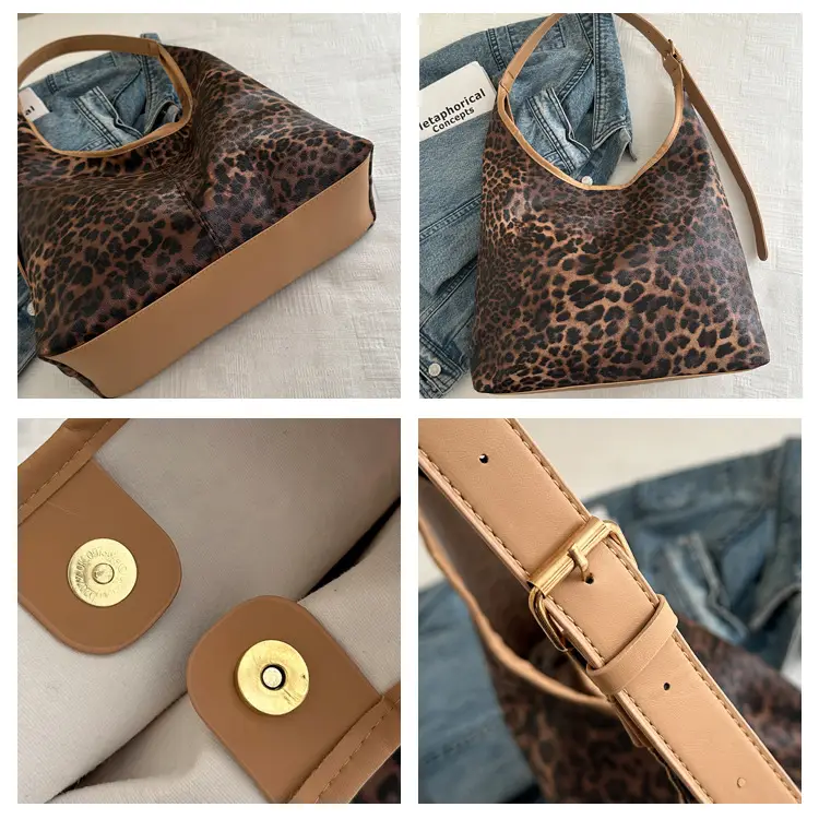 Leopard Print Women's Shoulder Tote Bag 2024 Winter — feature 9
