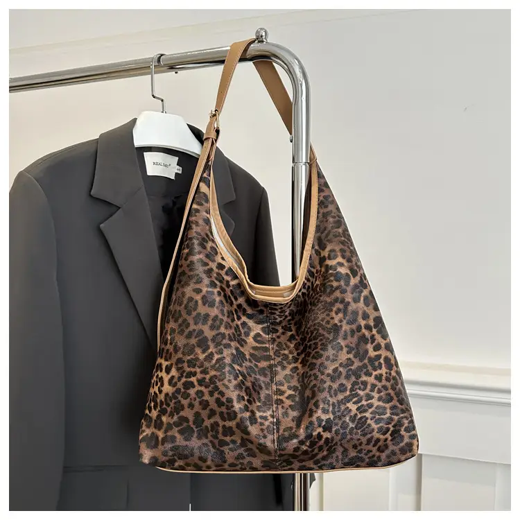Leopard Print Women's Shoulder Tote Bag 2024 Winter - Image 2