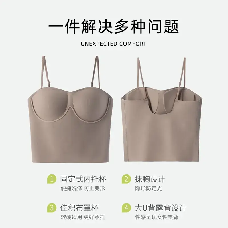 Seamless Strapless Bra with Padding & Anti-Exposure Design - Image 7