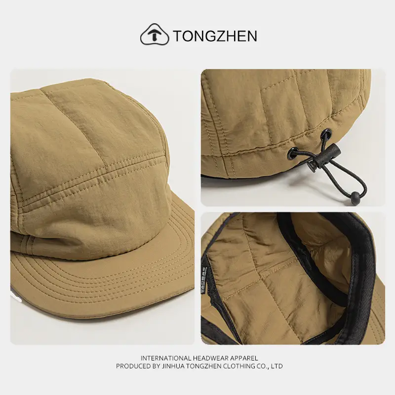 Japanese Men's Cotton Baseball Cap Tan 5-Beads - Image 7