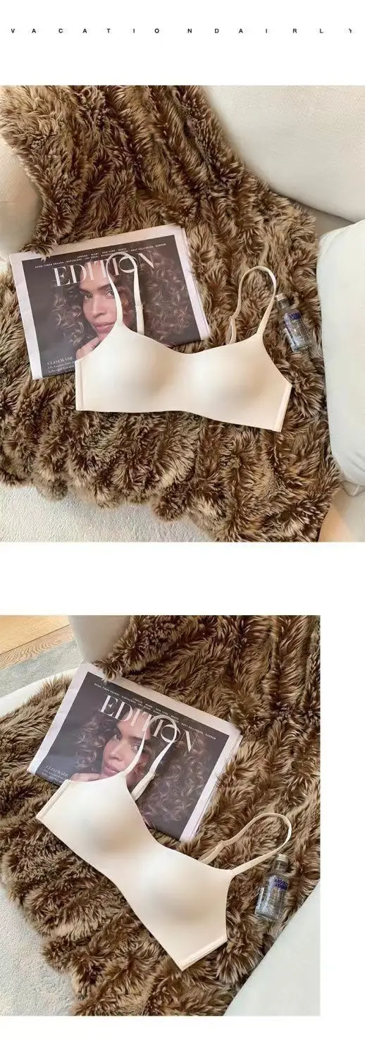 Thin Cup One-piece Non-marking Underwear Women's Small Chest Push-up Anti-sagging Non-rimless Comfortable Breathable Bra — feature 5