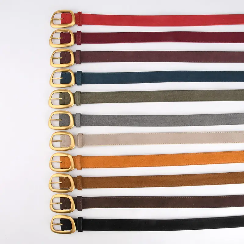 Women's Pin Buckle Cowhide Belt Frosted All-Match Jeans - Image 15