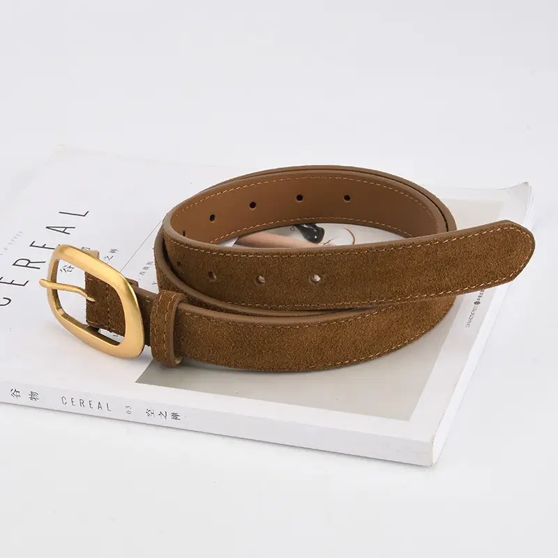 Women's Pin Buckle Cowhide Belt Frosted All-Match Jeans - Image 16