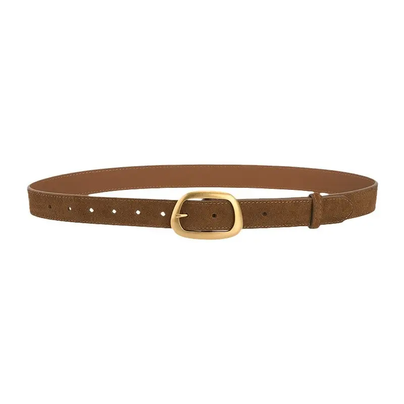 Women's Pin Buckle Cowhide Belt Frosted All-Match Jeans - Image 18