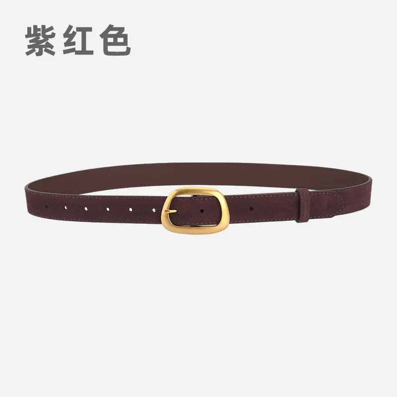 Women's Pin Buckle Cowhide Belt Frosted All-Match Jeans - Image 13
