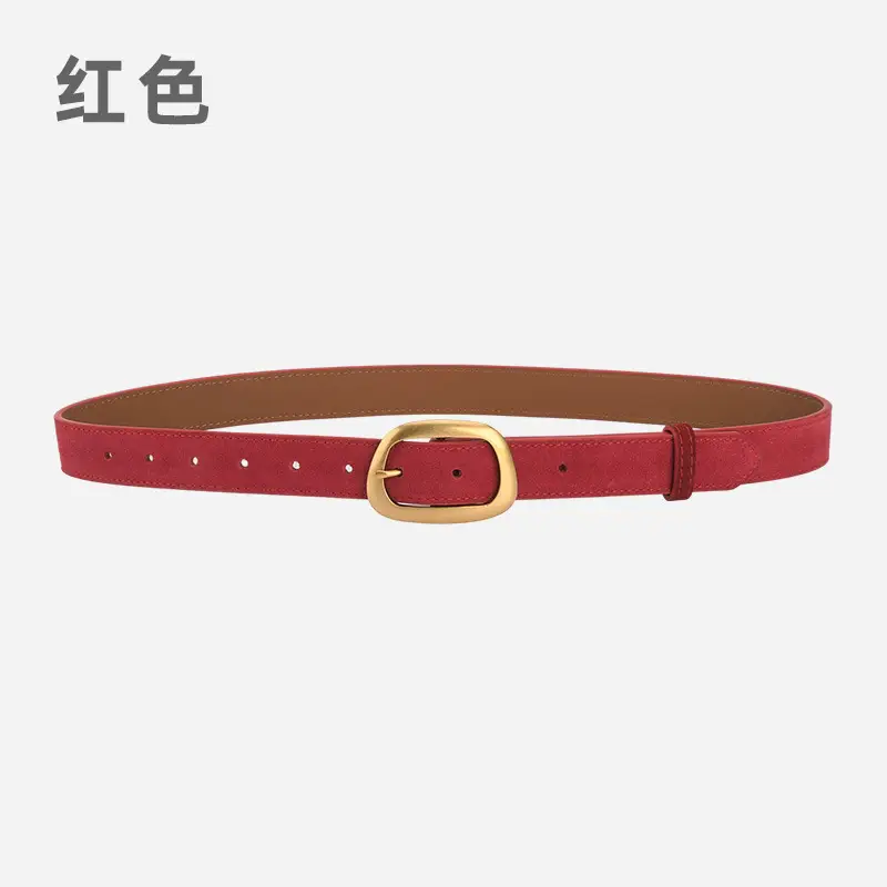 Women's Pin Buckle Cowhide Belt Frosted All-Match Jeans - Image 2