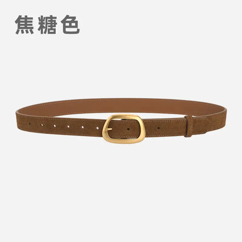 Women's Pin Buckle Cowhide Belt Frosted All-Match Jeans - Image 3