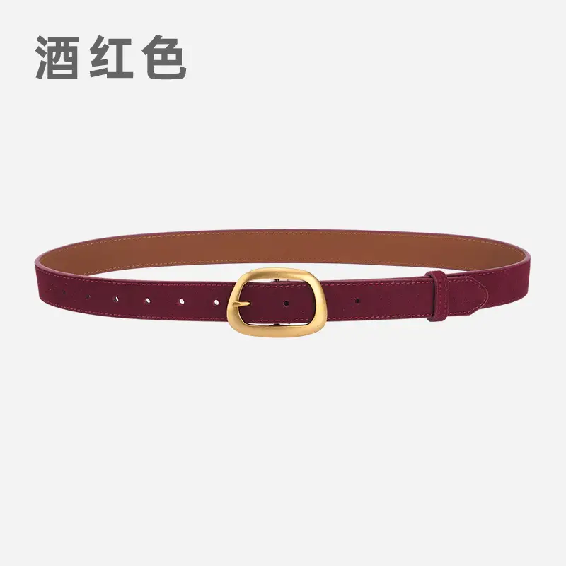 Women's Pin Buckle Cowhide Belt Frosted All-Match Jeans - Image 4