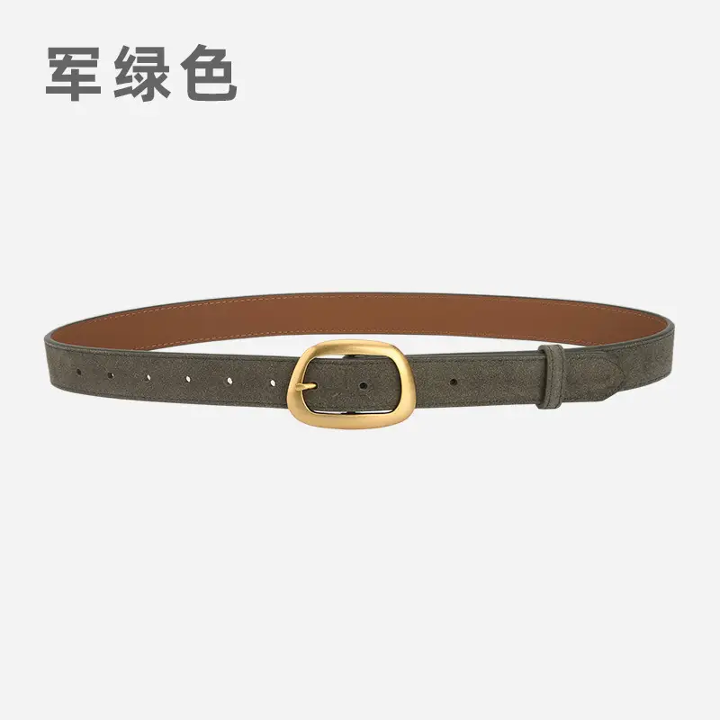 Women's Pin Buckle Cowhide Belt Frosted All-Match Jeans - Image 5