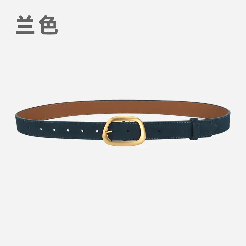 Women's Pin Buckle Cowhide Belt Frosted All-Match Jeans - Image 7