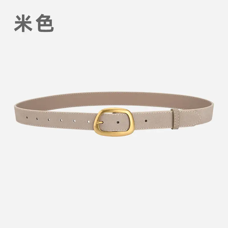 Women's Pin Buckle Cowhide Belt Frosted All-Match Jeans - Image 8