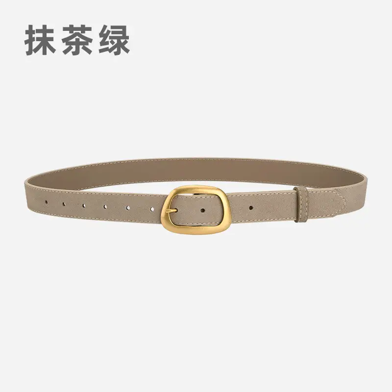 Women's Pin Buckle Cowhide Belt Frosted All-Match Jeans - Image 9