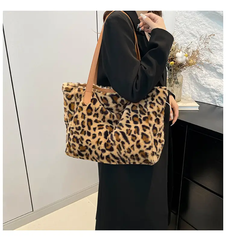 Leopard Print Plush Tote Bag Women 2024 New Arrival — feature 19
