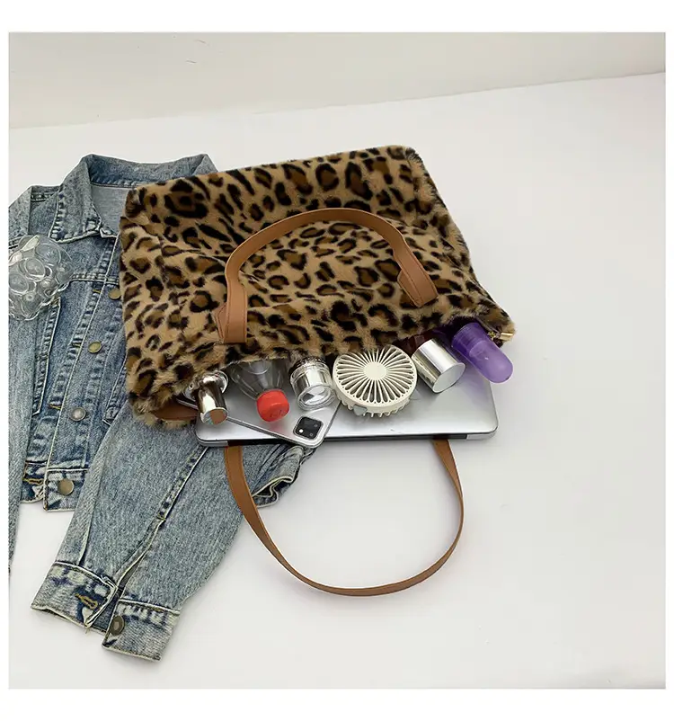 Leopard Print Plush Tote Bag Women 2024 New Arrival — feature 30