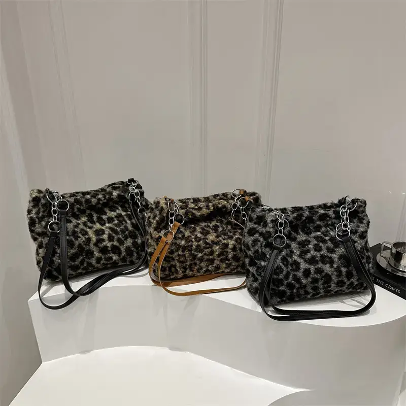 Women Leopard Print Shoulder Bag Large Capacity 2024 Winter - Image 7