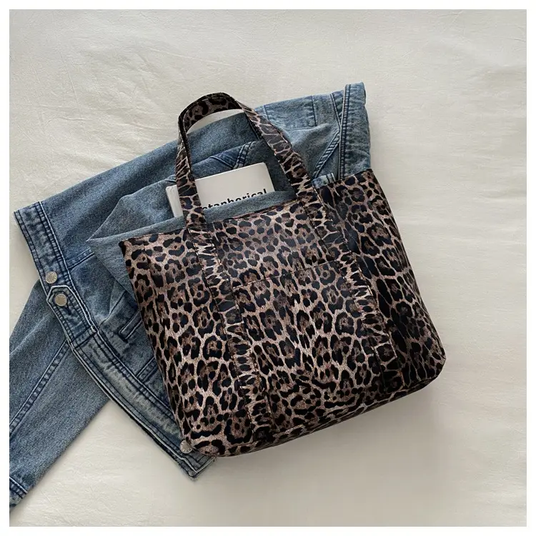 Leopard Print Women's Large Tote Bag with Handles — feature 17
