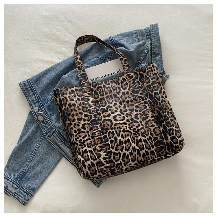 Leopard Print Women's Large Tote Bag with Handles — feature 19