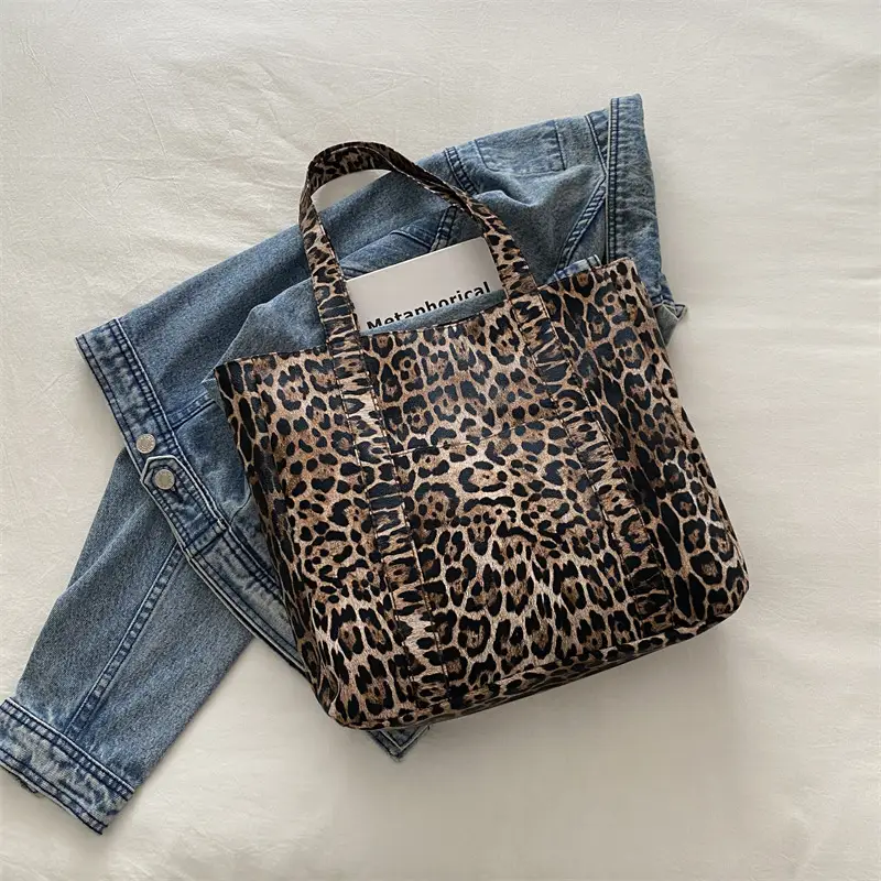 Leopard Print Women's Large Tote Bag with Handles