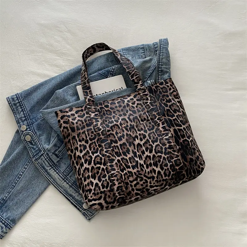 Leopard Print Women's Large Tote Bag with Handles