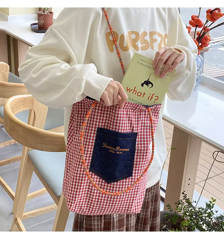 American Retro Denim Shoulder Bag Large Capacity Dual-Use Tote — feature 24