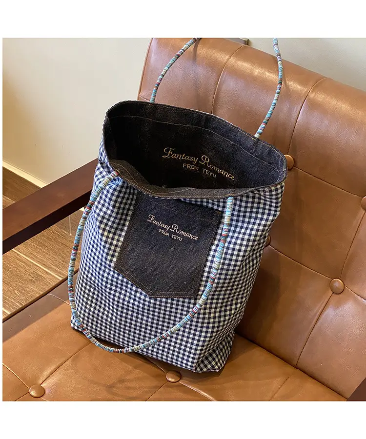 American Retro Denim Shoulder Bag Large Capacity Dual-Use Tote — feature 35