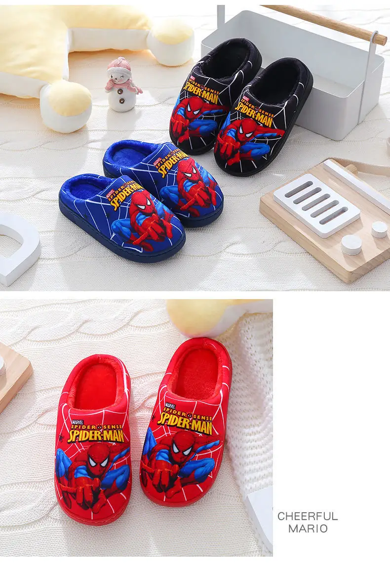 Children's cotton slippers winter cartoon non-slip warm children's home indoor bag with cotton shoes for boys and girls tide — feature 19