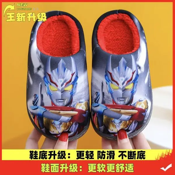Children's cotton slippers winter cartoon non-slip warm children's home indoor bag with cotton shoes for boys and girls tide
