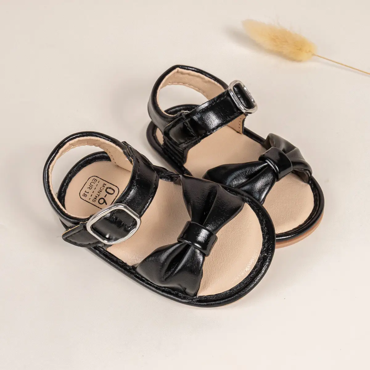 Brown Bow Baby Sandals with Velcro Buckle — feature 12
