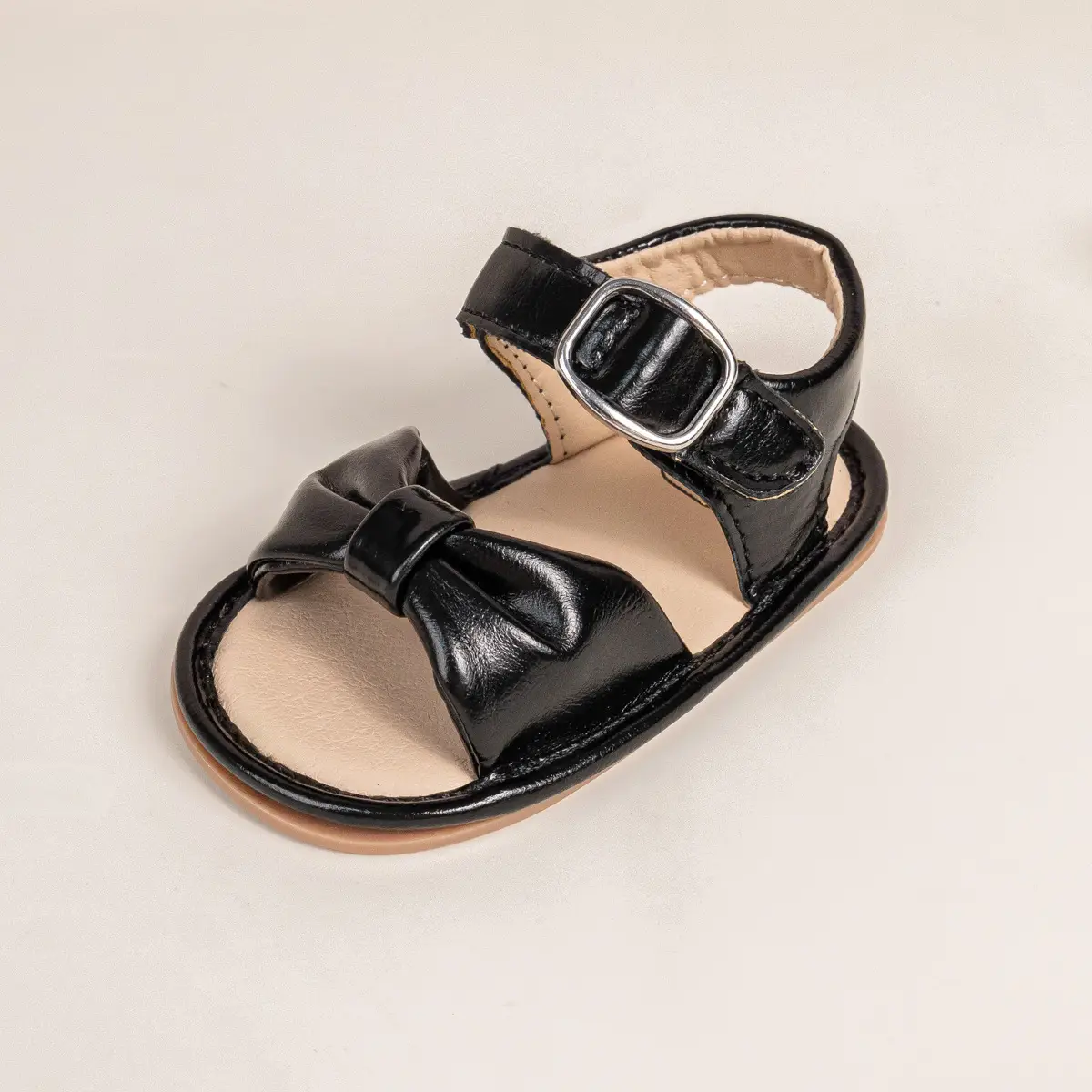 Brown Bow Baby Sandals with Velcro Buckle — feature 15