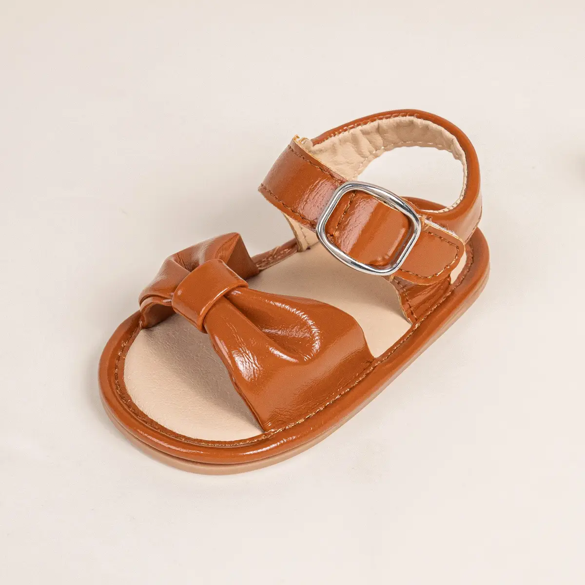 Brown Bow Baby Sandals with Velcro Buckle — feature 22