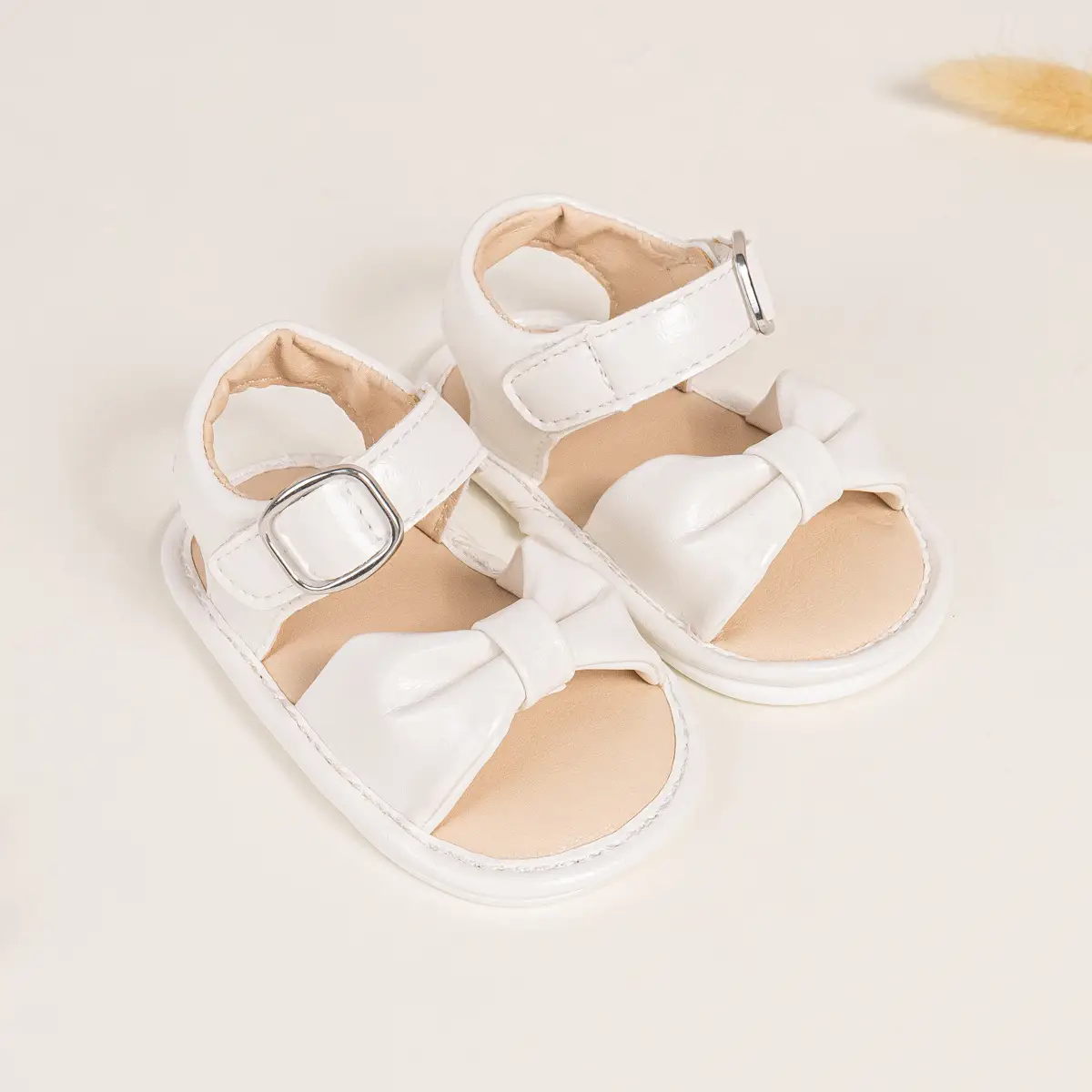 Brown Bow Baby Sandals with Velcro Buckle — feature 4