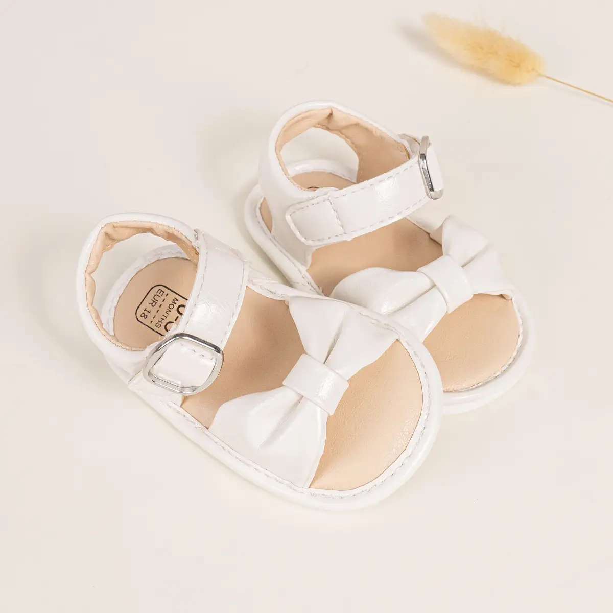 Brown Bow Baby Sandals with Velcro Buckle — feature 6
