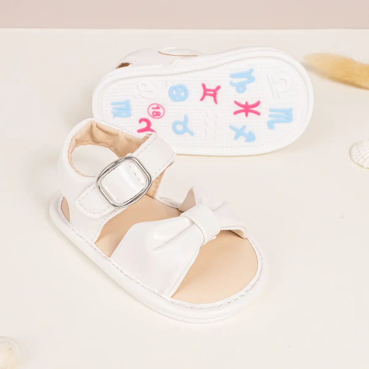 Brown Bow Baby Sandals with Velcro Buckle — feature 7