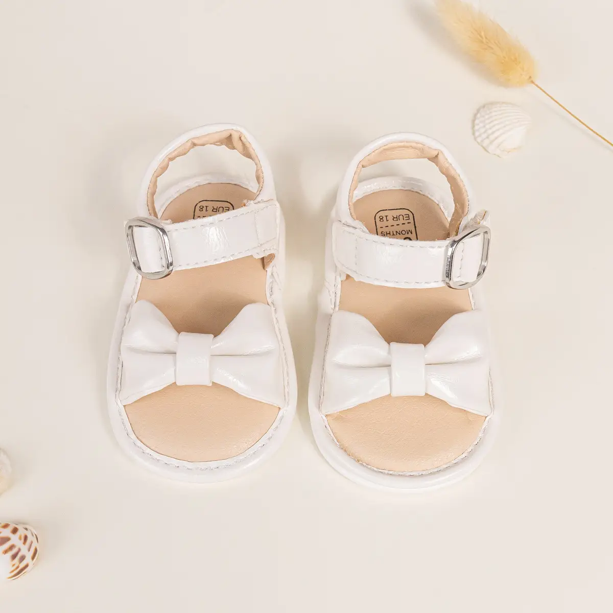 Brown Bow Baby Sandals with Velcro Buckle — feature 8