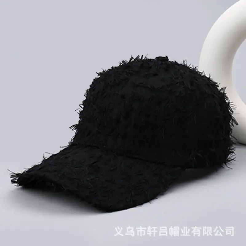 Winter Fleece Baseball Cap Men Women Black Tassel 29cm