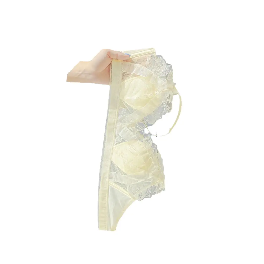 French-Style Lingerie for Girls with Large Busts, Summer Ultra-Thin Lace Bra, Wireless Bra, Lightweight and Breathable Bra