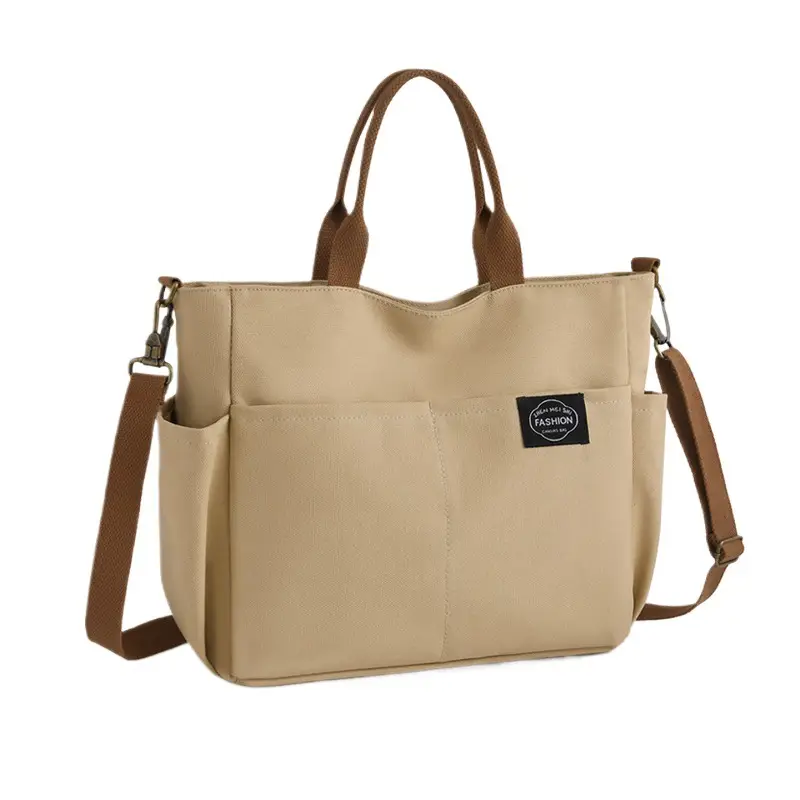 Black Canvas Shoulder Bag for Women Large Capacity Travel Bag - Image 8